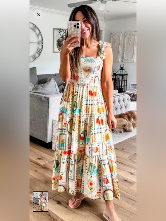 By The River Dresses & Skirts - “BY THE RIVER” SMOCKED TOP FRUIT FILLED MAXI DRESS